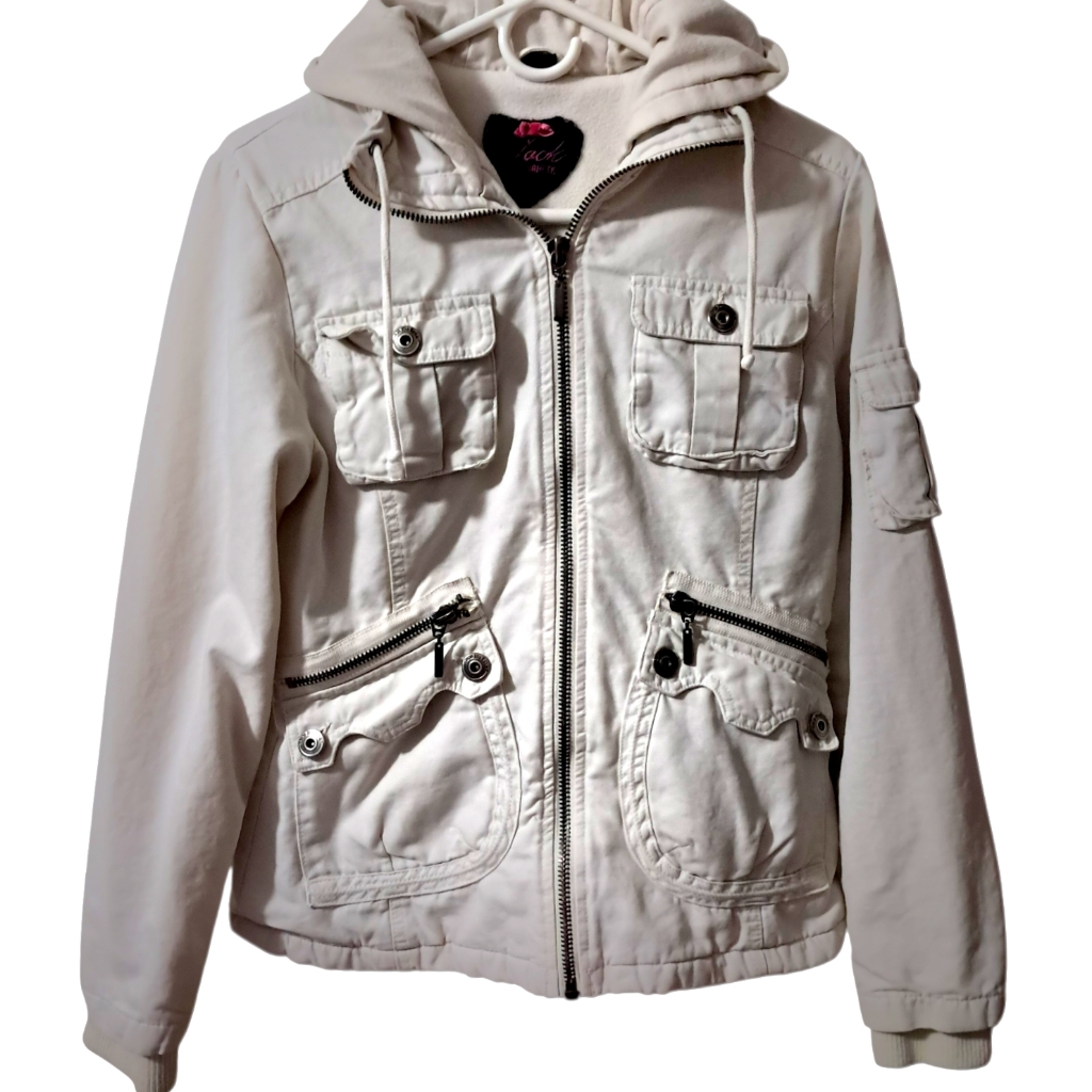Rare Jack Bb Dakota "Bella Swan Twillight" Hooded Utility Jacket Beige Medium